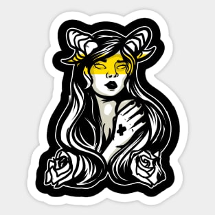 Yellow Horn Girl Sticker